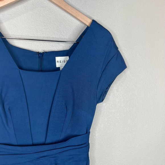 Reiss Women Tie Waist Asymmetrical Mini Dress 2 Navy Blue Capsule Classy Work - Picture 3 of 12